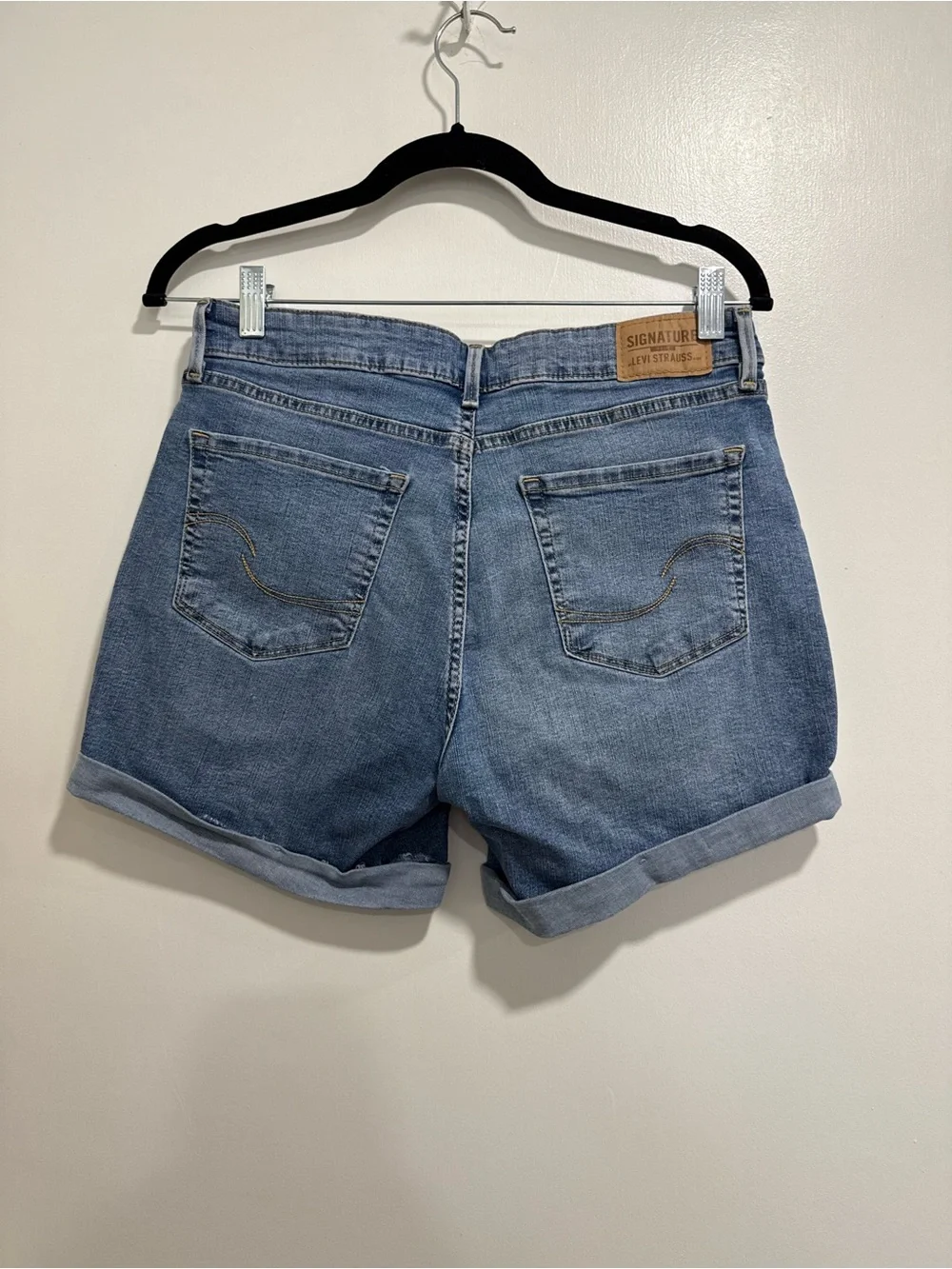 Signature by Levi Strauss Light Blue Rolled Hem Denim Shorts